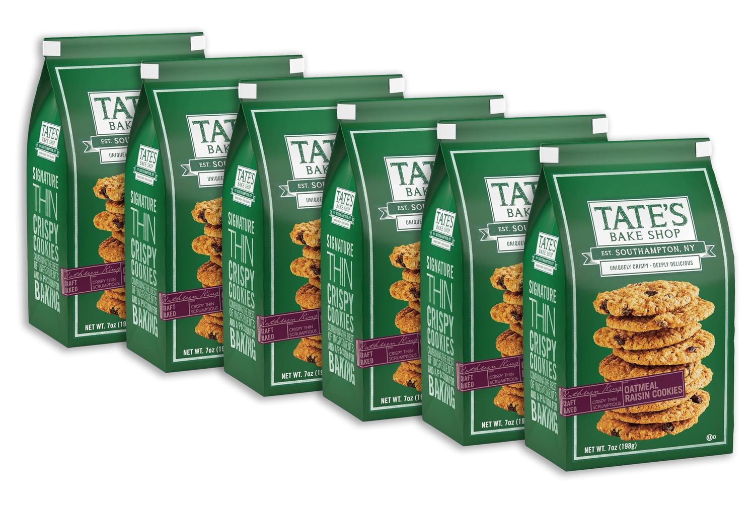 Tate&#39;s Bake Shop Oatmeal Raisin Cookies, 7 Oz Pack of 6