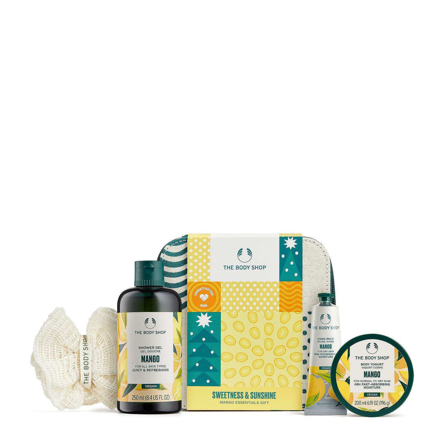 The Body Shop Sweetness &amp; Sunshine Mango Essentials Body Care Holiday Gift Set, Vegan, 4-Piece Set