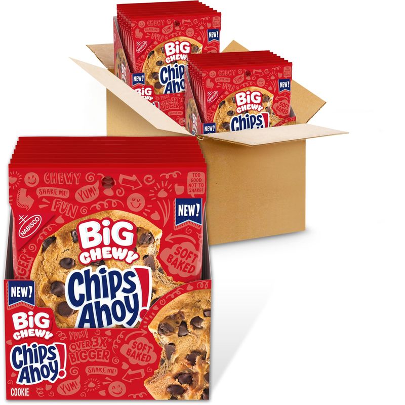 CHIPS AHOY! Big Chewy Chocolate Chip Cookies, 14 Snack Packs 1 Cookie Per Pack