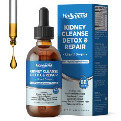 HOLLEGEND Kidney Cleanse Detox &amp; Repair Liquid Drops, Kidney Support Supplement Enhanced with Chanca Piedra, Cranberry, Dandelion, Parsley, Turmeric Root, Magnesium Citrate, 2 Fl Oz