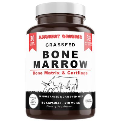 Ancient Origins Grass Fed Bone Marrow Supplement, 3060mg, Skin, Oral Health, and Joint Support Supplement, Promotes Whole-Body Wellness, Non GMO Whole Bone Extract, 180 Capsules