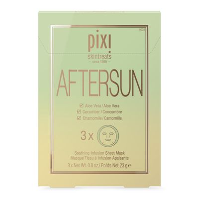 Pixi Beauty Aftersun Sheet Mask, Instant Calming &amp; Soothing Skin Treatment, Aloe Vera, Cucumber &amp; Chamomile Cooling Mask, 3 Masks Per Box 3 x 0.80 oz 23 gm