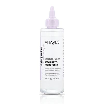 VITAYES b!Right Witch Hazel Toner for Face AHA, BHA &amp; Glycolic Acid - Pore Reducing &amp; Deep Cleansing - Premium Skin Care Essence for Radiant Beauty 6.76 Fl Oz Pack of 1