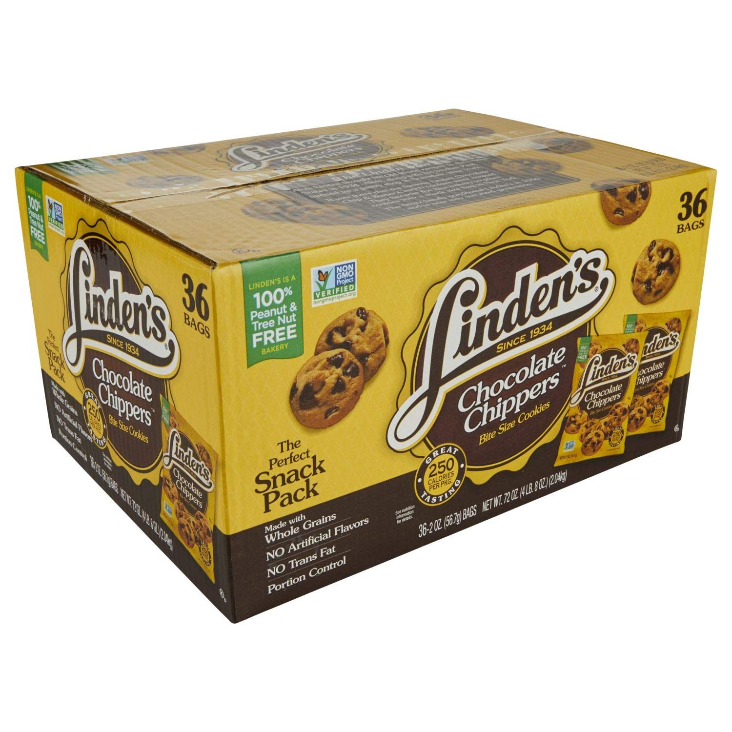 Linden&#39;s Chocolate Chip Chippers Cookies Thirty-Six 2 Ounce Bags