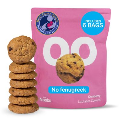 Award-Winning Lactation Cookies for Milk Supply Increase by LoveNoobs, Lactation Snacks Help for Breastfeeding, On-the-Go Mom Support, Breastfeeding Essentials, Cranberry Flavor, 6x 3.5oz