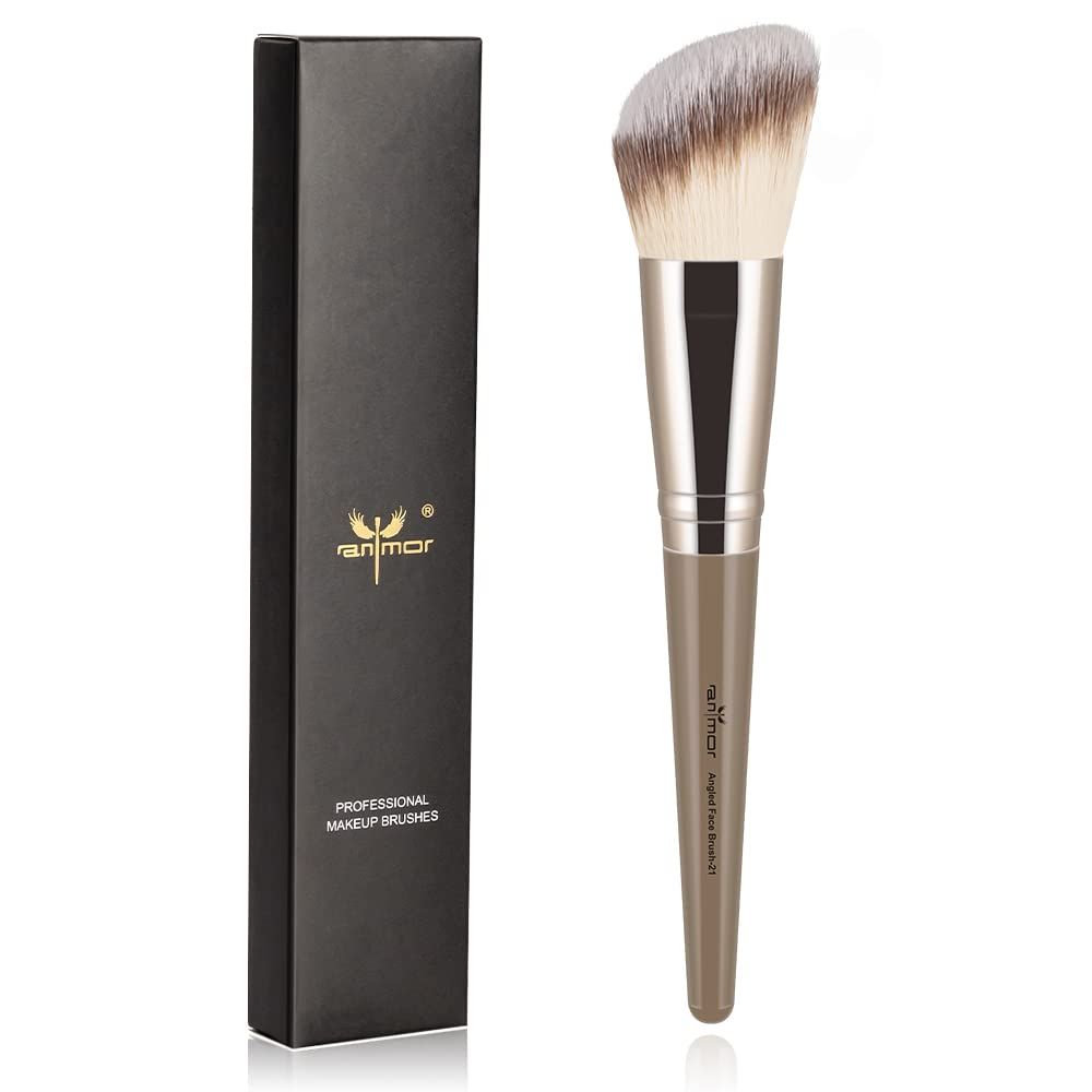Anmor Contour Brush, Premium Contour Blush Bronzer Face Makeup Brush, Perfect For Cheek Forehead Jaw Nose Blending Deepening Contouring Polishing, Suitable For Powder Liquid Cream Angled Contour