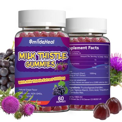 Milk Thistle Gummies, Milk Thistle Extract 1000mg, Liver Detox, Antioxidant Support, Non-GMOs, Non-Gluten, Vegan, Milk Thistle Supplement, 60 CountPack of 2