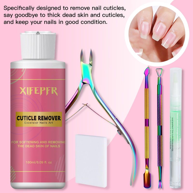 XIFEPFR Cuticle Remover Kit - 6.09 Oz Cuticle Remover Cream with Cuticle Trimmer, Cuticle Nipper, Cuticle Pusher, Cuticle Oil Pen for Professional Manicure Nail Cuticle Care Home DIY, Gifts for Women