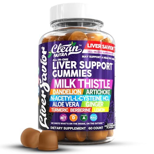 Clean Nutra Liver Cleanse Detox &amp; Repair Gummies Milk Thistle Gummy Liver Support Vitamins Dandelion, Artichoke, Aloe Vera, Ginger, Berberine, Lemon, N-Acetyl-L-Cysteine, Turmeric Supplement HCL