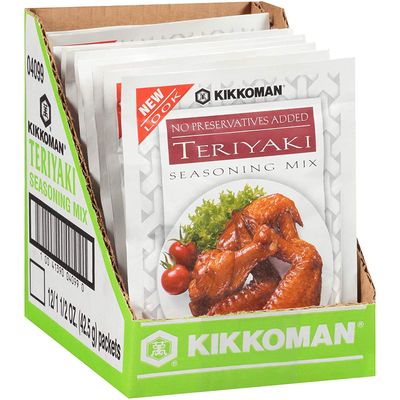 Kikkoman - Delicious Teriyaki Seasoning Mix - Full Flavored Low Sodium &amp; No Fat - All Purpose Seasoning, No Added Preservatives &amp; No High Fructose Corn Syrup a 1.5 oz Pack of 12
