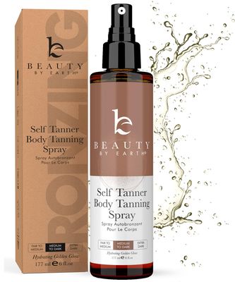 Self Tanner Spray - USA Made with Natural &amp; Organic Ingredients, Fast Drying Spray Tan for Pale Skin, Non Toxic Gradual Tanning Spray, Sunless Tanning Water for Women &amp; Men, Medium to Dark