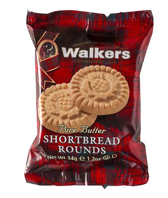 Walker&#39;s Shortbread Rounds 2 Count, All-Butter Shortbread Cookies, 1.2 Oz Snack packs Pack of 22