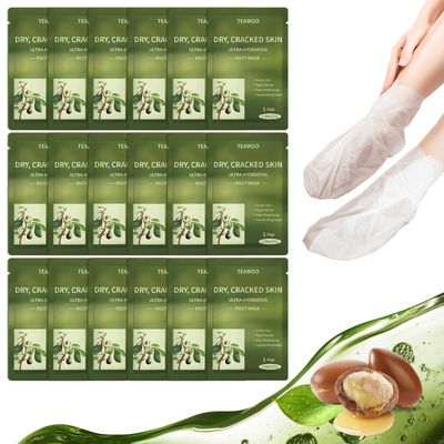 TEAWOO 18 Pairs Moisturizing Foot Masks with Shea Butter, Jojoba Oil, Vitamin E &amp; Urea, Intensely Hydrating Foot Mask For Dry Cracked Feet, Moisturizing Socks for Cracked Heel Treatment