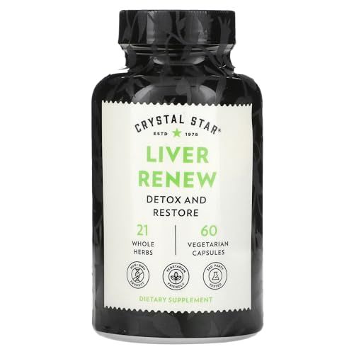 Crystal Star Liver Renew, 60 Capsules, Herbal Liver Cleanse Supplement That Supports Normal Liver Function &amp; Promotes Toxin Release - Milk Thistle, Non-GMO