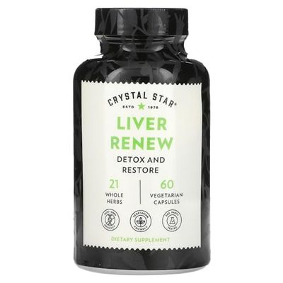 Crystal Star Liver Renew, 60 Capsules, Herbal Liver Cleanse Supplement That Supports Normal Liver Function &amp; Promotes Toxin Release - Milk Thistle, Non-GMO