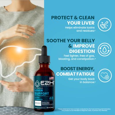 E2H Liver Support Supplement with Milk Thistle - Liver Health Formula - Artichoke Extract, Dandelion Root, Chanca Piedra, and More - Absorbent Liquid Formula 2 Bottles