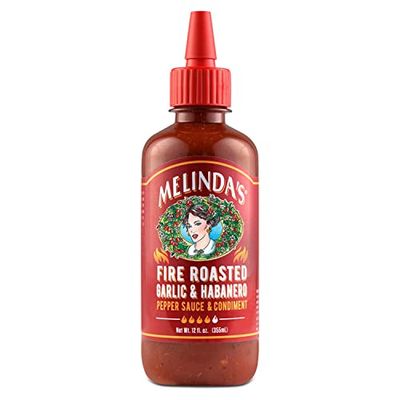 Melindas Fire Roasted Garlic &amp; Habanero Hot Sauce - Craft Hot Sauce with Slow Roasted Garlic, Roasted Habanero Peppers, Lime Juice - Richy &amp; Smoky Habanero Hot Sauce 12oz, 1 Pack