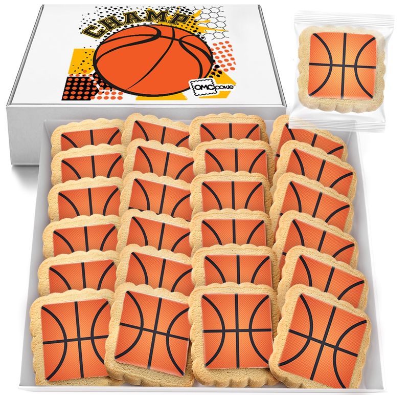 Basketball Cookies Individually Wrapped Party Favors 24 Pack Bulk Sports for Kids Game League