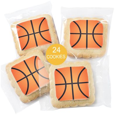 Basketball Cookies Individually Wrapped Party Favors 24 Pack Bulk Sports for Kids Game League