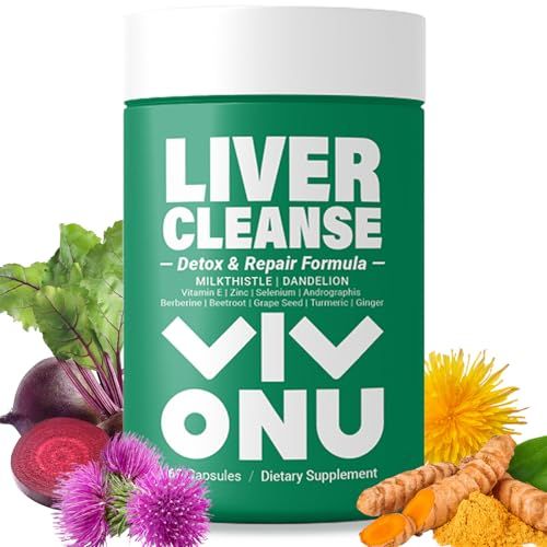 Liver Cleanse, Detox &amp; Repair Formula - Milk Thistle Herbal Support Supplement - Contains Silymarin Extract, Artichoke, Dandelion and 8 Other Natural Ingredients VivoNu