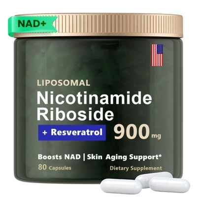 NMN Supplement Alternative, Liposomal Nicotinamide Riboside 900mg, NAD Nicotinamide Riboside Resveratrol, Quercetin, High Purity NAD Supplement for Anti-Aging, Energy, Focus80 Capsules
