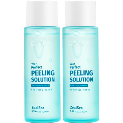 ZealSea 2 Salicylic Acid Toner for Face with 2 Niacinamide - BHA Liquid Exfoliant for Blackheads and Enlarged Pores, Exfoliate for Face to Soothe Breakouts, Exfoliating Toner, 6.76 Fl Oz, Pack of 2