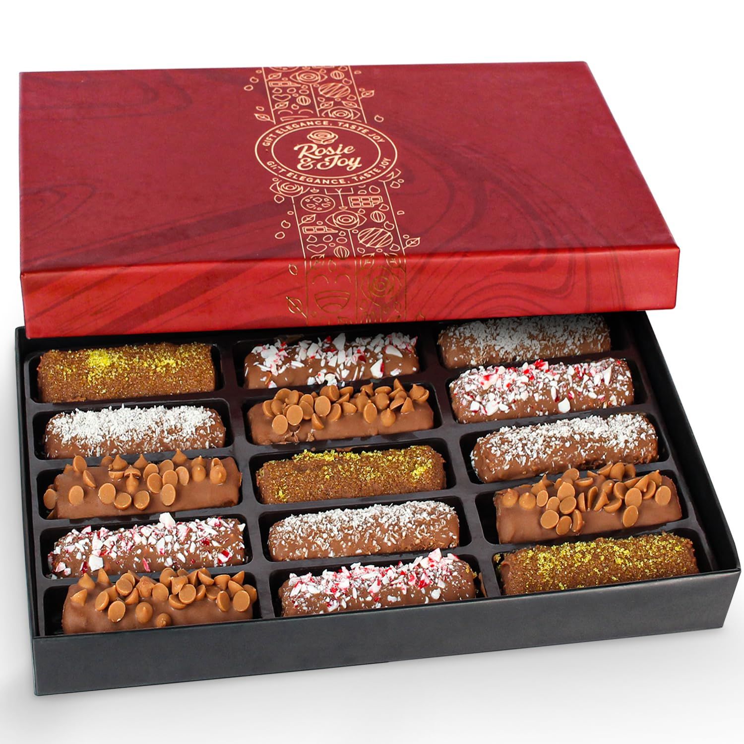 Gourmet Chocolate-Covered Crepes Gift Box - 15 Premium Chocolate Crepes, Cookie Gift Box for Holiday, Birthday, Thank You, and Special Occasions, Ideal Gift for Family and Friends