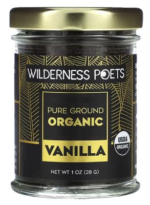 Wilderness Poets Pure Vanilla Powder - 100 Organic Ground Vanilla Beans - Tahitian Variety, Grade A Potent, Super Aromatic, Perfect for Chefs, Baking, Ice Cream, Coffee Lattes, 1 Ounce 28 Grams