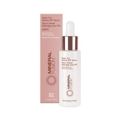 Mineral Fusion Face Serum, Sheer Tint Mineral SPF Serum, 1 Fl Oz, Light, Tinted Broad Spectrum SPF 50 Mineral Sunscreen, Sheer Coverage, Lightweight &amp; Dewy Finish for Glowing, Protected Skin