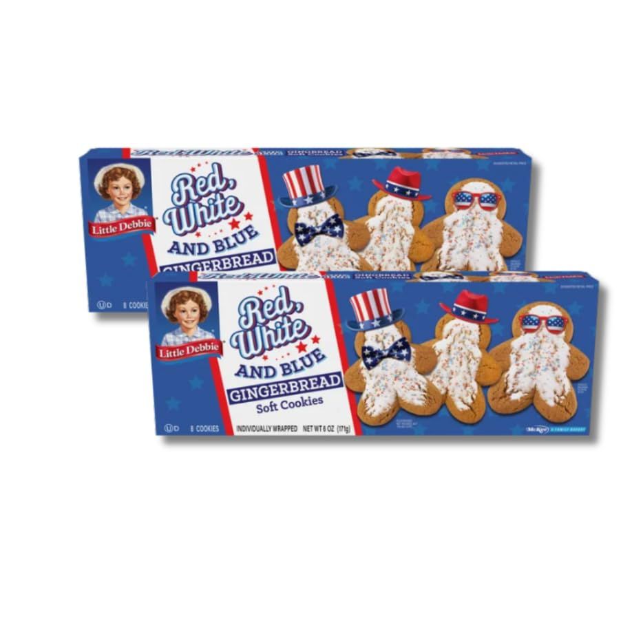 Limited Edition Red, White and Blue Gingerbread Soft Cookies, 8 Count, 6 oz, 2 Pack