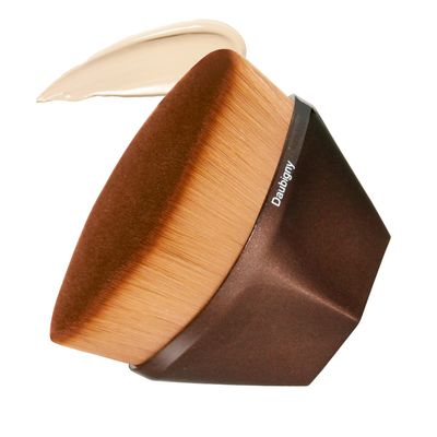 Foundation Makeup Brush Flat Top Kabuki Hexagon Face Blush Liquid Powder Foundation Brush for Blending Liquid, Cream or Flawless Powder Cosmetics with Bonus Protective Case Champagne