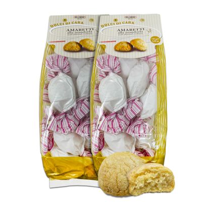 Italian Amaretti Cookies, Soft Almond Cookies, 300g 2 x 150g bags, Made in Italy - Dolci Di Cara