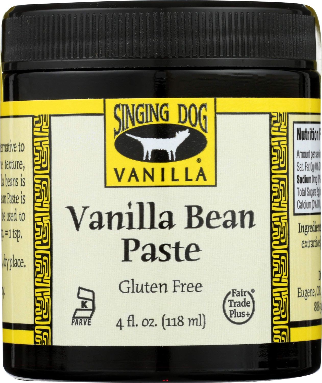 Singing Dog Vanilla: Gluten-Free Vanilla Bean Paste - 4 Fluid Ounce Jar, All-Natural, Non-GMO, Corn-Free, Kosher, Vegan, Packaged in Allergen-Free, USA Facilities, Sustainably-Sourced Vanilla Beans