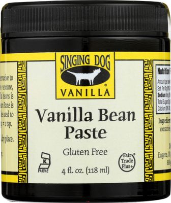 Singing Dog Vanilla: Gluten-Free Vanilla Bean Paste - 4 Fluid Ounce Jar, All-Natural, Non-GMO, Corn-Free, Kosher, Vegan, Packaged in Allergen-Free, USA Facilities, Sustainably-Sourced Vanilla Beans