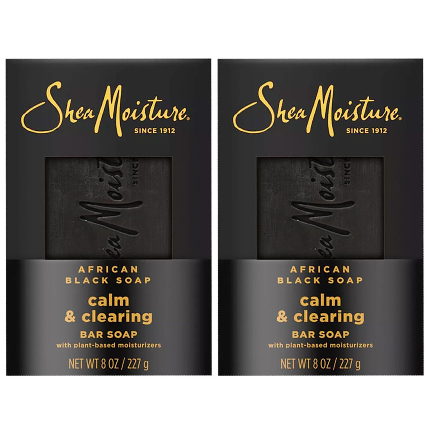 SheaMoisture Bar Soap African Black - Calm &amp; Clearing Body Wash Bar Soap with Plant-Based Moisturizers to Balance Dry &amp; Troubled Skin - 8 oz. Bar 2 Pack