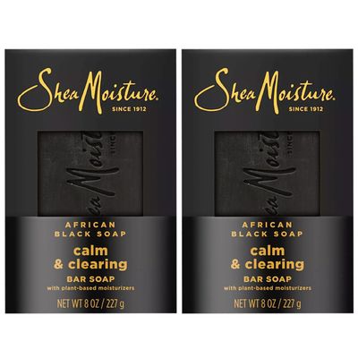 SheaMoisture Bar Soap African Black - Calm &amp; Clearing Body Wash Bar Soap with Plant-Based Moisturizers to Balance Dry &amp; Troubled Skin - 8 oz. Bar 2 Pack