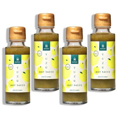 Bokksu Yuzu Hot Sauce 4-Pack - Unique Spicy and Tangy Flavor, Authentic Japanese Yuzu Kosho Sauce - Versatile Condiment for Cooking and Seasoning