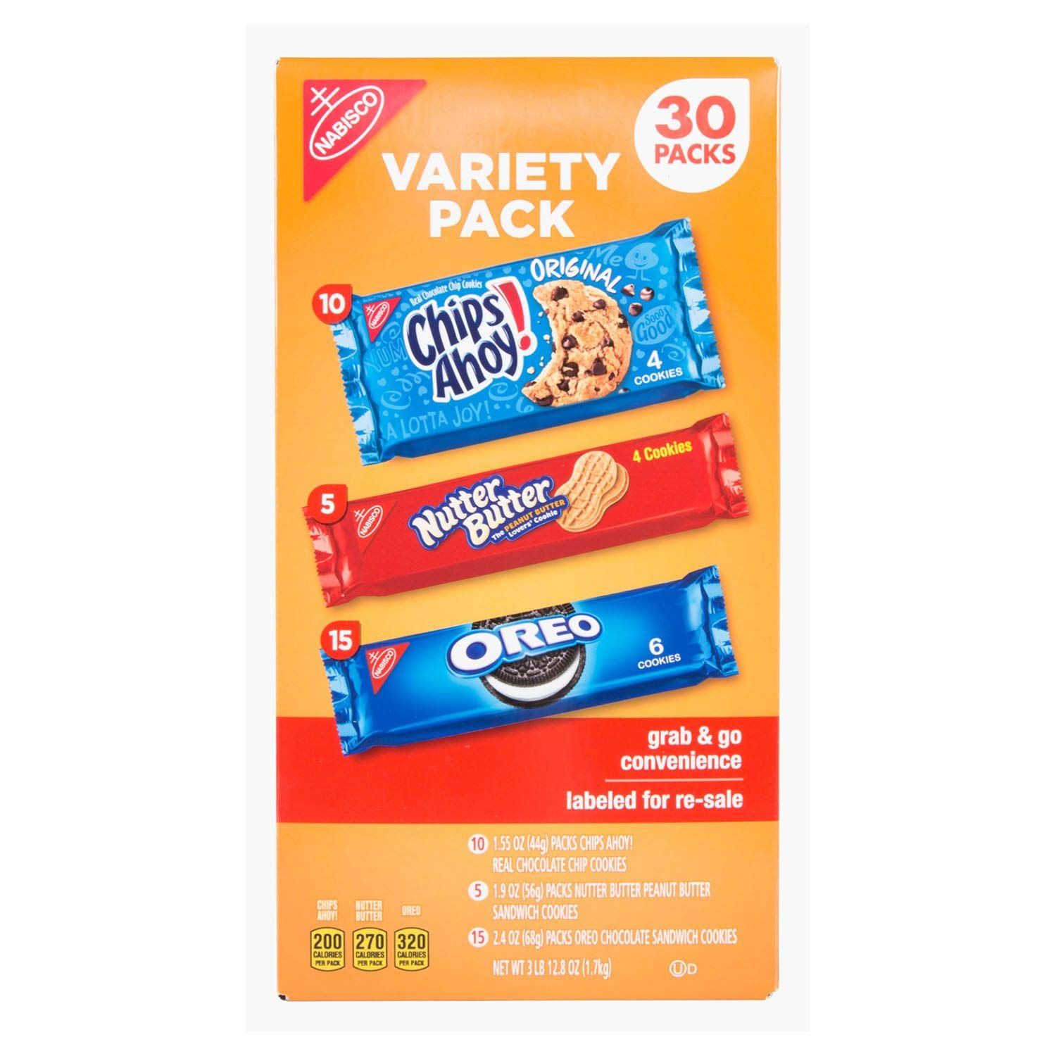 Nabisco Cookie Variety Pack 30 Pk. Net Wt 61 Ounce,,