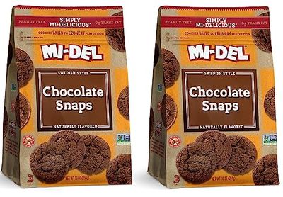 Mi-Del Chocolate Snaps Cookies - Rich Chocolate Flavor - Crunchy Chocolate Cookies - Non-GMO Certified, 0g Trans Fat - Healthy Cookie Snack - 10 oz Pack of 2
