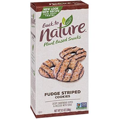 Back to Nature Cookies, Non-GMO Fudge Striped Shortbread, 8.5 Ounce Packaging May Vary