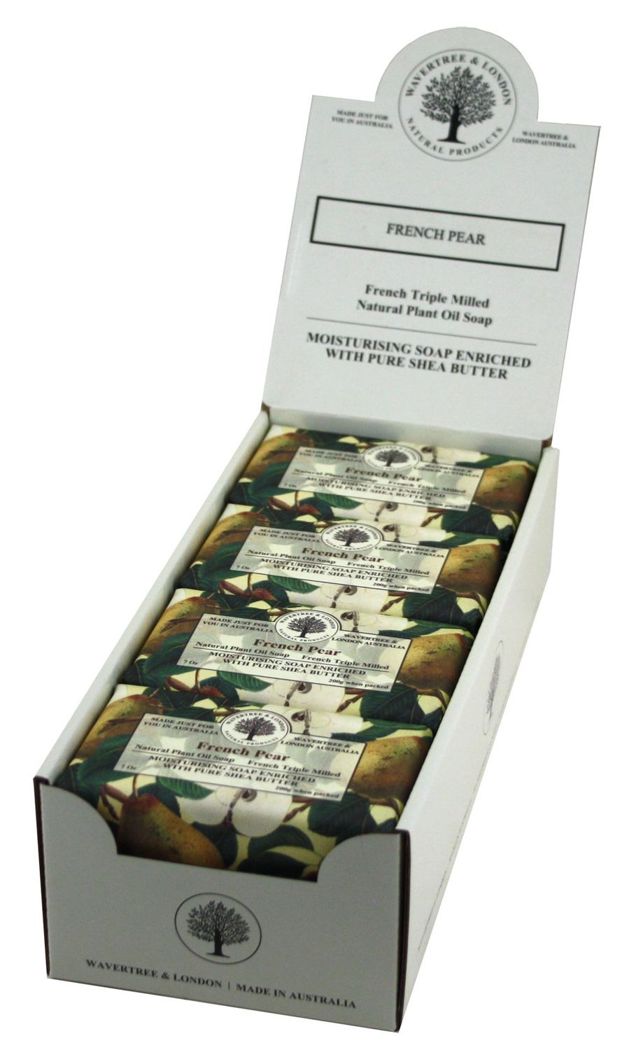 Wavertree &amp; London French Pear Scented Natural Soap 8 Bars, 7oz Moisturizing French Triple Milled Soap Bars enriched with shea butter - Pure Plant Oil Bath &amp; Body Soap for All Skin Types