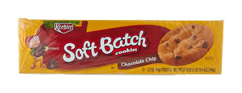 Keebler Soft Batch Cookies, Chocolate Chip, 2.2 oz Pouches Pack of 12
