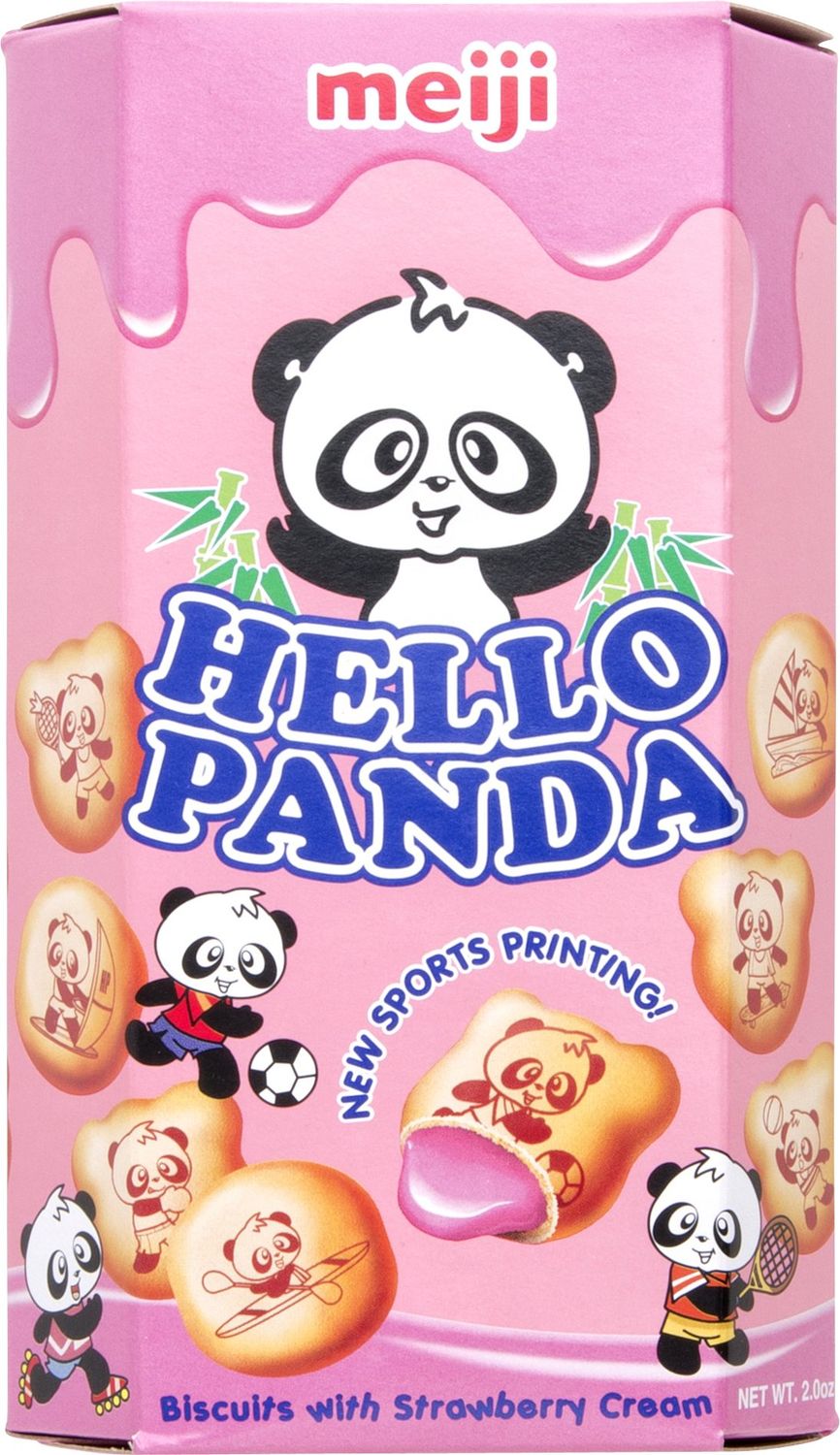 Meiji Hello Panda Biscuit with Strawberry Cream, 2.1 oz