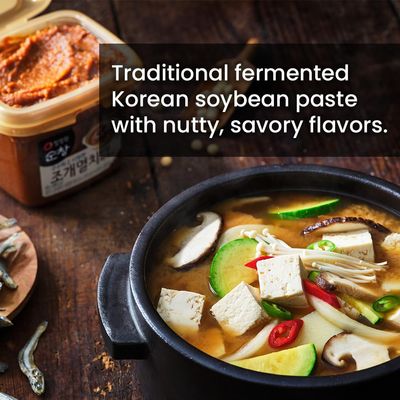 Chung Jung One O'Food Doenjang, Premium Korean Traditional Soybean Miso Paste Sauce, Naturally Fermented, Umami Flavor, Jjigae Soup Base, Chung Jung One Original, 1.1 lb, 500g