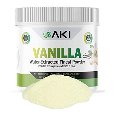 Aki Fine Vanilla Powder Extract From Beans 5.29oz150g - Water Extracted Powder Ideal For Baking, Cooking Flavoring - Delicious Vanilla Flavor &amp; Easy to Add in Smoothies &amp; Coffee, Non-GMO &amp; Alcohol-...