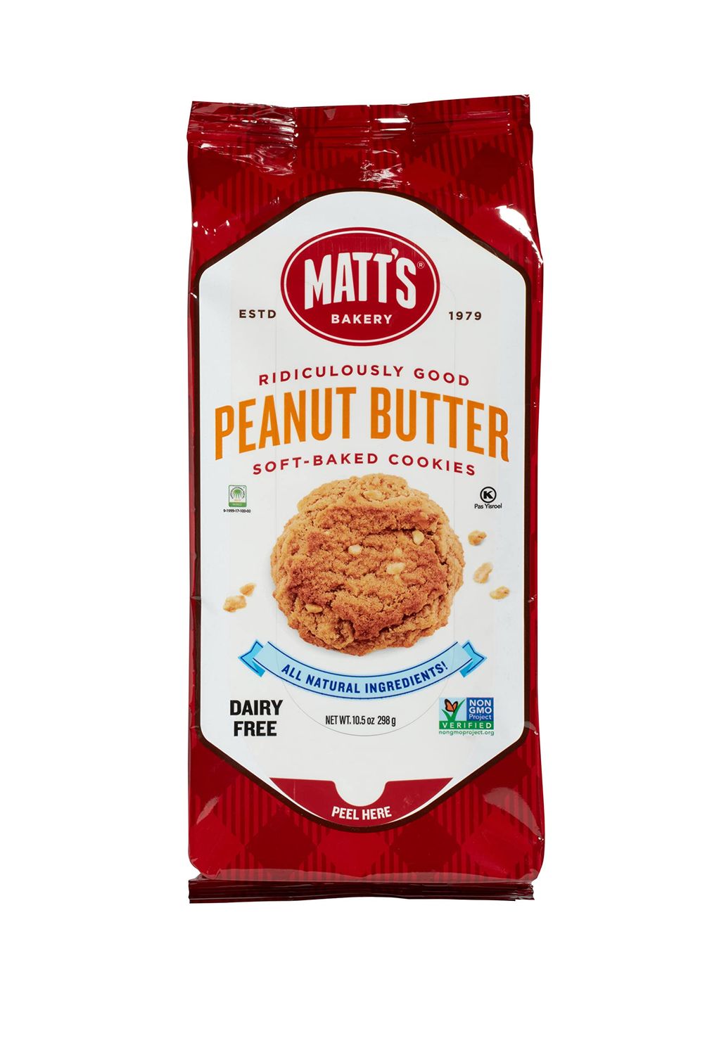 Matt&#39;s Bakery Peanut Butter Cookies Soft-Baked, Non-GMO, All-Natural Ingredients; Single Pack of Cookies 10.5oz