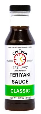 Chi Time&#39;s Teriyaki Sauce - Condiment for Wings, Chicken, Beef, Pork, Seafood, Rice or Noodles, and More. Perfect for Stir Fry, 12 Ounces, 1 Pack, Small Batch.