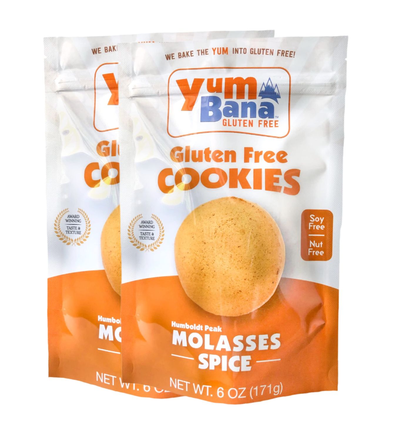 Yumbana Gluten Free Molasses Spice Cookies - Soy Free, Nut Free Cookies - No Artificial Flavors or Preservatives - Great for Snacks and Parties - 2 Pack