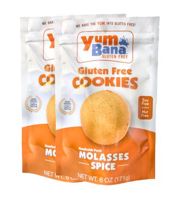 Yumbana Gluten Free Molasses Spice Cookies - Soy Free, Nut Free Cookies - No Artificial Flavors or Preservatives - Great for Snacks and Parties - 2 Pack