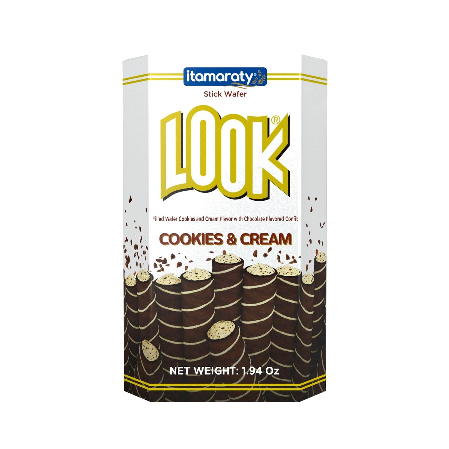 LOOK Rolled Wafers - Cookies and Cream - Rolled Wafer Sticks, Creme Filled Wafers, Rolled Cookies for Coffee, Tea, Ice Cream, Snacks, Parties, Gifts, and More - 1.94oz - 20-Count
